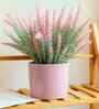Set Of 6 Pink Plastic Uv Resistant Artificial Flowerss Plants