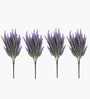Set Of 4 Purple Plastic Uv Resistant Artificial Flowerss Plants