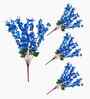 Set Of 4 Blue Plastic 22 Inch Peach Blossom Artificial Flowers Bunch