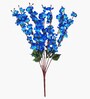 Set Of 2 Blue Plastic 22 Inch Peach Blossom Artificial Flowers Bunch