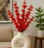 Set Of 2 Red Plastic 22 Inch Peach Blossom Artificial Flowers Bunch