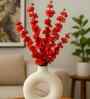 Set Of 4 Red Plastic 22 Inch Peach Blossom Artificial Flowers Bunch