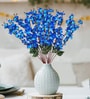 Set Of 2 Blue Plastic 22 Inch Peach Blossom Artificial Flowers Bunch