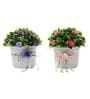 Pink & Dark Purple Flowers Artificial Plant with Pot, Set of 2