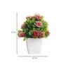 Artificial Plant with Green Leaves and Red Flowers and Pot