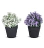 Artificial Plant with White and Purple Flowers