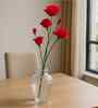 Set Of 2 Red Plastic Artificial Flowers