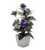 Polyester Purple Rose With Pot Artificial Plants