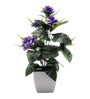 Polyester Purple Rose With Pot Artificial Plants