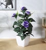 Polyester Purple Rose With Pot Artificial Plants