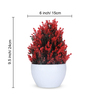 Artificial Red Thick Bush Plant in White Pot