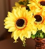 Set Of 2 Yellow Plastic Charming Flowers Artificial Flowers Bunch