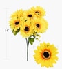 Set Of 2 Yellow Plastic Charming Flowers Artificial Flowers Bunch