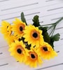 Set Of 2 Yellow Plastic Charming Flowers Artificial Flowers Bunch