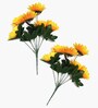 Set Of 2 Yellow Plastic Charming Flowers Artificial Flowers Bunch