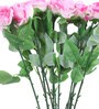 Pink Artificial Velvet Single Rose Flower Stick, Set of 12