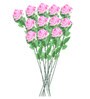 Pink Artificial Velvet Single Rose Flower Stick, Set of 12