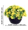 Artificial Yellow Rose Flower Plant with Black Pot for Home Decoration