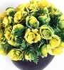 Artificial Yellow Rose Flower Plant with Black Pot for Home Decoration