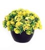 Artificial Yellow Rose Flower Plant with Black Pot for Home Decoration