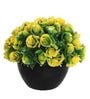 Artificial Yellow Rose Flower Plant with Black Pot for Home Decoration
