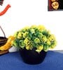 Artificial Yellow Rose Flower Plant with Black Pot for Home Decoration