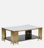 Artis Metal Coffee Table In Golden Finish With Porcelain Top