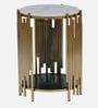 Artis Metal End Table In White & Golden Finish with Porcelain Top