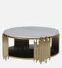 Artis Metal Round Coffee Table In Golden Base With Porcelain Top