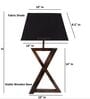 Artisan Dark Wood Table Lamp with Black Fabric Shade  X-Base Designs