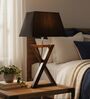 Artisan Dark Wood Table Lamp with Black Fabric Shade  X-Base Designs