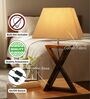 Artisan Dark Wood Table Lamp with Flex Fabric Shade  X-Base Designs