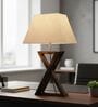 Artisan Dark Wood Table Lamp with Flex Fabric Shade  X-Base Designs