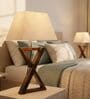 Artisan Dark Wood Table Lamp with Flex Fabric Shade  X-Base Designs