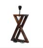 Artisan Dark Wood Table Lamp with White Fabric Shade  X-Base Designs