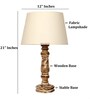 Artisan Distressed Wood Table Lamp with Cream Fabric Shade | Bedside Lamp for Bedroom, Living Room & Home D cor
