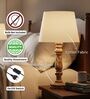 Artisan Distressed Wood Table Lamp with Cream Fabric Shade | Bedside Lamp for Bedroom, Living Room & Home D cor