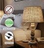 Artisan Distressed Wood Table Lamp with Natural Jute Fabric Shade | Bedside Lamp for Bedroom, Living Room & Home D cor