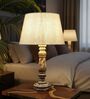 Artisan Distressed Wood Table Lamp with Premium Jute Fabric Shade | Bedside Lamp for Bedroom, Living Room & Home D cor