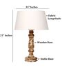 Artisan Distressed Wood Table Lamp with White Fabric Shade | Bedside Lamp for Bedroom, Living Room & Home D cor
