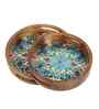 Artisan Mandala Tray Set   Vibrant Blue & Gold Design (Set of 2)