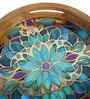 Artisan Mandala Tray Set   Vibrant Blue & Gold Design (Set of 2)