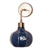 Artisanal Blue Enamel Wall Sconce with Undulated Melon Shade & Antique Brass Arm