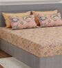 Gold Floral 300 TC Cotton Bedsheet With 4 Pillow Covers King Sized Bedsheet With 2 Pillow Covers