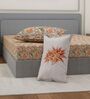 Orange Floral 300 TC Cotton Bedsheet With 4 Pillow Covers King Sized Bedsheet With 2 Pillow Covers