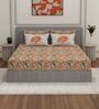 Orange Floral 300 TC Cotton Bedsheet With 4 Pillow Covers King Sized Bedsheet With 2 Pillow Covers
