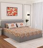 Orange Floral 300 TC Cotton Bedsheet With 4 Pillow Covers King Sized Bedsheet With 2 Pillow Covers