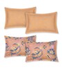 Gold Floral 300 TC Cotton Bedsheet With 4 Pillow Covers King Sized Bedsheet With 2 Pillow Covers