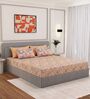 Gold Floral 300 TC Cotton Bedsheet With 4 Pillow Covers King Sized Bedsheet With 2 Pillow Covers