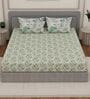 Green Leaf 300 TC Cotton Bedsheet With 4 Pillow Covers King Sized Bedsheet With 2 Pillow Covers